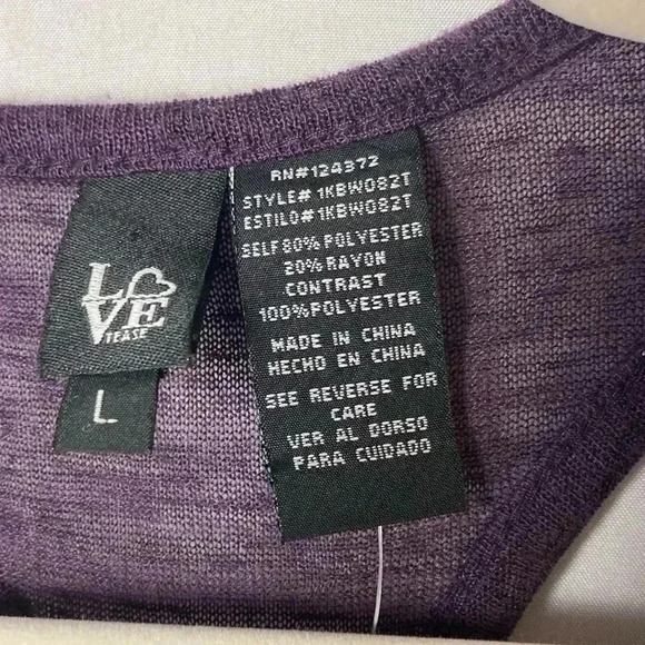love‎ tease sequences tank top purple size large - Picture 3 of 5